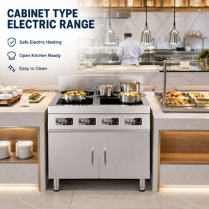 Cuisinière à induction électrique de type armoire commerciale, 4 brûleurs, en acier inoxydable, sans flamme nue, pour cuisine de restaurant - Product Image 5