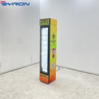Prix de gros Porte en verre unique Vitrine de boissons froides Réfrigérateur commercial mince Refroidisseur vertical