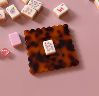 Plateau à dés en acrylique imitation écaille de tortue, Accessoires de mahjong en écaille de tortue, Cadeau, Outil d'aide au mahjong américain