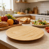 Assiettes jetables rondes en bois pour restaurant et école – Ensemble d'assiettes et de plats pour la cuisine