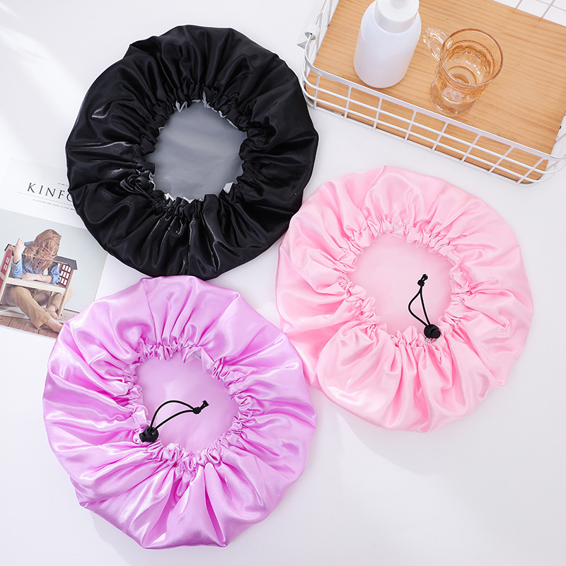 Wholesale Double Layer Hair Bonnet Adjustable Hair Care Drawstring Shower Cap