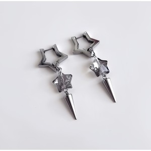 Boucles d'oreilles pendantes en acier inoxydable, étoile à cinq branches, bijoux unisexes tendance, collection Printemps 2025 - Product Image 1