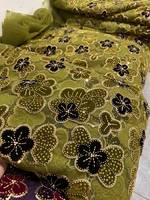Tissu en dentelle de velours brodé de paillettes et de perles faites à la main, style bolivien, dentelle française pour robes de mariée et de soirée