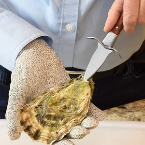 Outil d'ouverture de fruits de mer en acier inoxydable, gants résistants aux coupures, manche en bois, ensemble de couteaux à huîtres et à coquillages avec housse de protection - Product Image 3