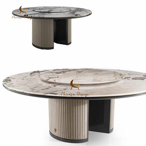 High-End Luxury <b>Marble</b> Texture <b>Top</b> Lazy Modern Light Round Dining Table for 12 Persons - Product Image 2