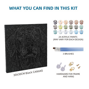 SINOART Kit Pittura a <span class=keywords><strong>Numeri</strong></span> per Principianti Adulti, Stampa <span class=keywords><strong>su</strong></span> <span class=keywords><strong>Tela</strong></span> 30x30cm, Set <span class=keywords><strong>con</strong></span> <span class=keywords><strong>Tela</strong></span> Stirata, Colori Acrilici e Pennelli - Product Image 4