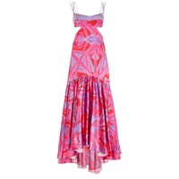 Robe longue asymétrique tie-dye pour femme, dos nu, col en V, collection 2026 Factory Haute Couture