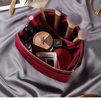 Trousse de Maquillage en Velours Rouge pour Femmes, Petite, Personnalisée avec Logo Brodé, pour les Sourcils, Vente en Gros