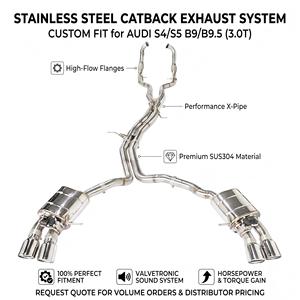 ระบบท่อไอเสียแบบ Catback พร้อมวาล์ว Vortex SS304 ปลายท่อแบบ Quad สำหรับ Audi S4 S5 B9 B9.5 3.0T ปี 2018-2025 แบบ Bolt-On เพิ่มประสิทธิภาพการขับขี่ - Product Image 1