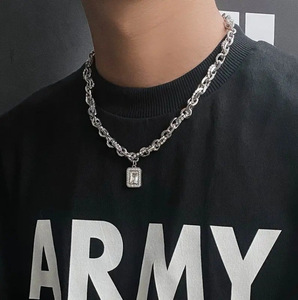 PFT 유니섹스 티타늄 스틸 클래식 미니멀리스트 시크 라이트 럭셔리 대나무 체인 펜던트 목걸이 - Product Image 4