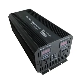 Inverter daya gelombang sinus murni 2000W, dengan tampilan LED awal lembut output 12V 24V 48V DC input 220V 110V 120V