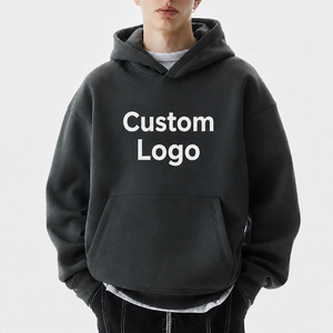 Sweat-shirt à capuche décontracté pour homme OEM avec poche avant spacieuse, épaules tombantes, personnalisation de marque, fourniture en gros par usine de vêtements - Product Image 1
