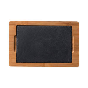 Bandeja de piedra pizarra plato <span class=keywords><strong>occidental</strong></span> bandeja de tablero de madera de bambú plato de cena platos para Pizza bistec comida Sushi plato restaurante vajilla - Product Image 5