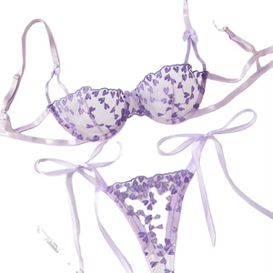Conjunto de 2 Piezas de Lencería Sexy Bordada con Amor <span class=keywords><strong>para</strong></span> <span class=keywords><strong>Mujer</strong></span>, Transparente con Aros y Malla, Novedad - Product Image 2