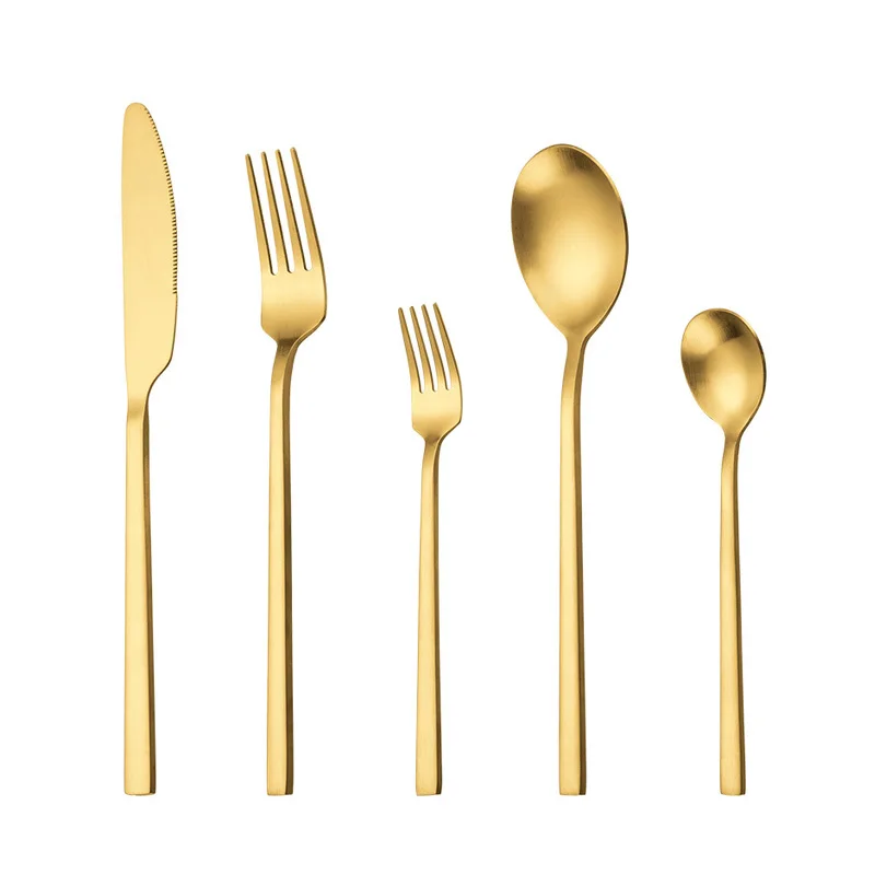 Luxury Tableware Matte Cutlery Flatware Gold Utensils Stainless Steel Cutlery Set