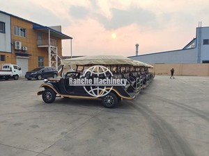 Voiture de loisirs électrique noire à trois rangées, style classique, pour visites touristiques, voiturette de golf rétro, voiture vintage avec auvent, 6 à 14 places, vitesse de 30 à 40 km/h - Product Image 2