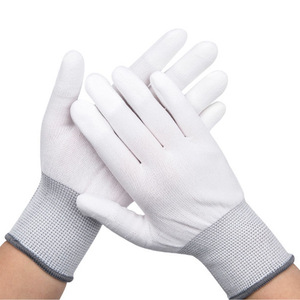 Guantes de nailon blancos con revestimiento de PU, 13 agujas, antideslizantes, para trabajos electrónicos - Product Image 2