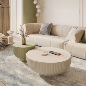 Nhật Bản Phong Cách Sang Trọng Phong Cách Hiện Đại Trắng Tùy Chỉnh Bắc Âu Sang Trọng Vòng Nhật Bản Sợi Thủy Tinh Bàn Cà Phê Đặt Cho Phòng Khách - Product Image 2