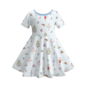 Conjunto de 2 Piezas Personalizado para Bebés Niñas, Lindo Estampado Navideño, Manga Larga, Pantalones, Vestido, Ropa para Niños - Product Image 4