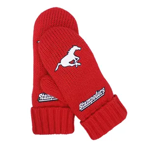 JS Headwear Red Gloves Fingerless Custom Winter Fleece Mittens