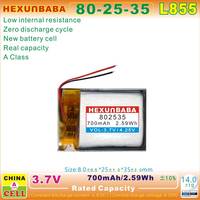 3.7V 700mAh 802535 baterai Li-Ion Ion polimer untuk earbud jam tangan pintar Speaker MP3 GPS HEADPHONE TWS 2 kabel L855