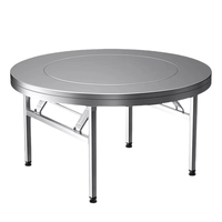 Table ronde pliante en acier inoxydable avec plateau tournant intégré pour la maison, les repas en plein air, les banquets, le hot pot, design gain de place