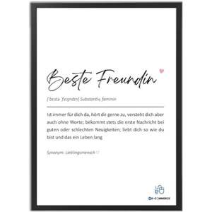 Beste Freundin DIN A4, Impresión Minimalista con Marco Negro, Decoración de Pared para el Hogar - Product Image 1