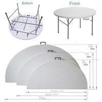 Table ronde pliable en plastique moderne et durable, imperméable, pour repas en plein air, événements dans la cour - Nouveauté