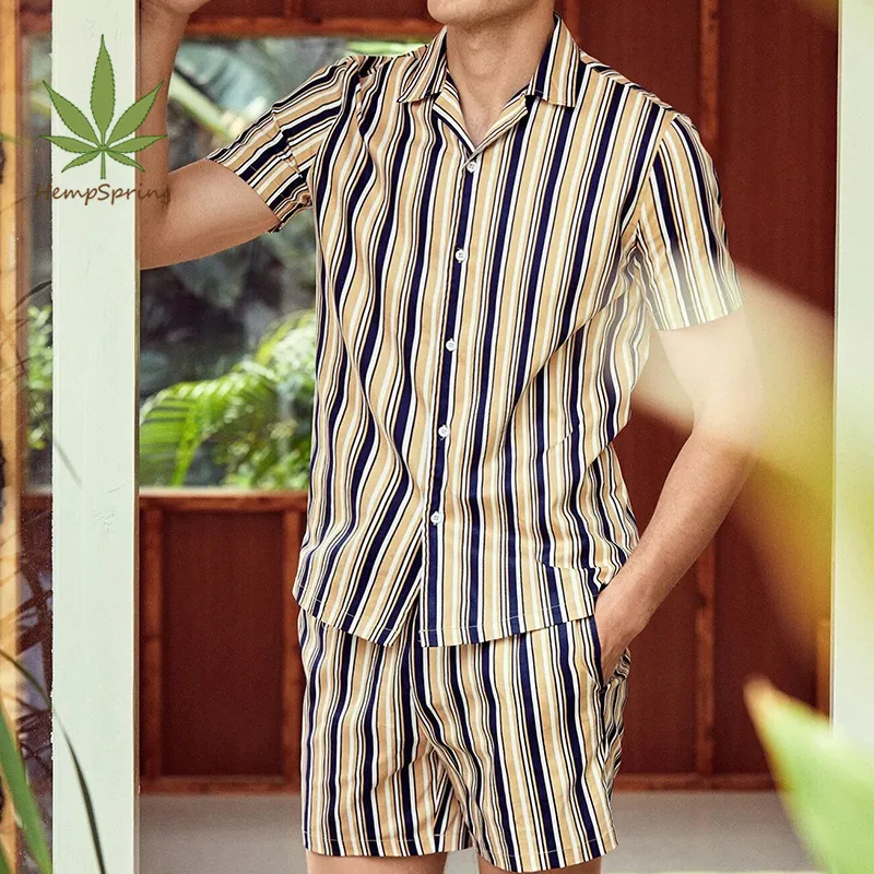 Мужская рубашка с принтом и шорты у бассейна, мужские пляжные рубашки и пляжные шорты из Натуральной Конопли, Мужская Гавайская одежда