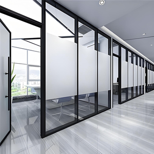 Sistema modulare a parete acustica con doppi vetri per ufficio con cornice in vetro divisorio insonorizzato per parete divisorio per sala riunioni pannelli - Product Image 3