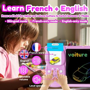 Tablette d'apprentissage bilingue français-anglais pour enfants, 510 mots, tableau d'écriture électronique interactif éducatif, divertissement à domicile et en classe - Product Image 3