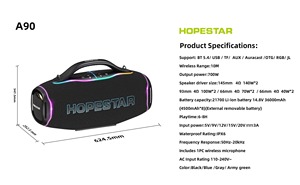 ลำโพงปาร์ตี้กลางแจ้ง A90 700W แบตเตอรี่ถอดได้ความจุสูง 36000mAh เสียง AI 8 ลำโพง ระบบเสียงไร้สายแบบพกพา A90 แบตเตอรี่ความจุสูง - Product Image 6