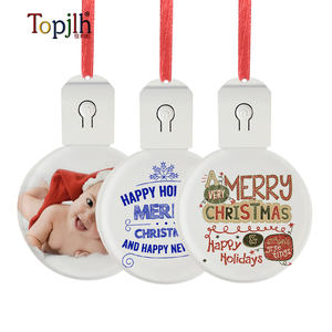 Topjlh brillant acrylique Sublimation blanc ornement <span class=keywords><strong>de</strong></span> <span class=keywords><strong>Noël</strong></span> avec lumières LED LOGO personnalisé pour enfants cadeau incassable décor <span class=keywords><strong>de</strong></span> vacances - Product Image 1
