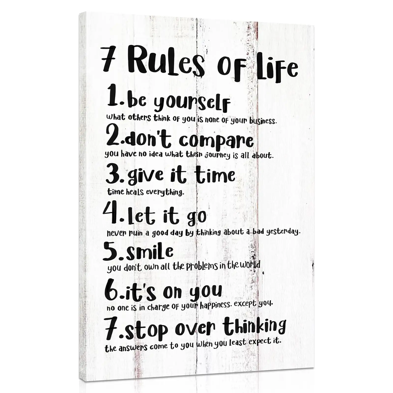 7 Rules of Life Canvas Decoration Painting Quotes Prints Black White Frame Sign Inspirational Quote Painting