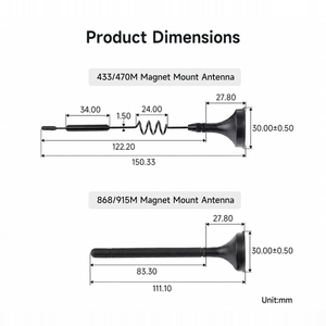 เสาอากาศ LPWA สำหรับภายนอกอาคาร กันน้ำ 5dBi กำลังขยายสูง ฐานแม่เหล็ก เสาอากาศ LoRa 433/470MHz แบบรอบทิศทาง สำหรับ IoT ไร้สาย - Product Image 3