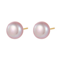 Grosir anting wanita S999 perhiasan air tawar anting kancing mutiara alami
