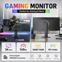 Moniteur d'ordinateur de jeu LED 34 pouces 4K 3440*1440P 165Hz IPS à écran plat, grand angle de vision, pour e-sport, idéal pour le trading en ligne