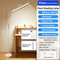 Lampu Lantai LED Modern E27 57cm Lebar, 3 Warna, Dapat Diredupkan, Timer, Lampu Baca, Kontrol Jarak Jauh Pintar, Perawatan Mata, untuk Belajar di Rumah