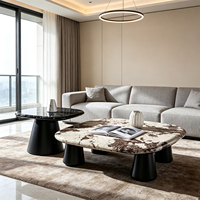 Table basse moderne de luxe, forme irrégulière, plateau en marbre, meuble de salon, table à thé minimaliste moderne