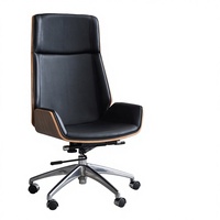 Chaise de bureau exécutive en cuir blanc Nordic Happy Chair Song, chaise pivotante moderne minimaliste avec structure en bois