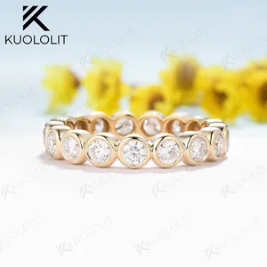 Kuololit 1.7CT Moissanite Band Solid 18K 14K 10K White Gold <b>Rings</b> <b>for</b> <b>Women</b> D/VVS Bezel <b>Set</b> Band <b>for</b> Engagement Wedding Custom - Product Image 2