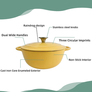 Casserole en <span class=keywords><strong>fonte</strong></span> émaillée antiadhésive de 3,8 kg <span class=keywords><strong>pour</strong></span> la cuisson et le mijotage – Indispensable <span class=keywords><strong>pour</strong></span> toutes les plaques de cuisson - Product Image 3