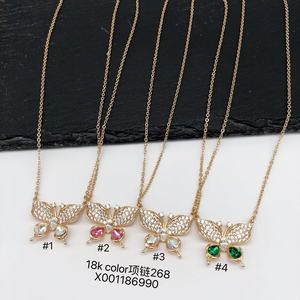 Collier pour femme XUPING Jewelry <span class=keywords><strong>Jingjing</strong></span> plaqué or 14 carats avec pendentif nœud papillon, libellule et zircon cubique synthétique - Product Image 6
