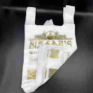Bolsas de plástico de grado alimenticio con logotipo personalizado impreso flexo para camisetas con asas para almacenamiento de ropa transporte supermercados - Product Image 4
