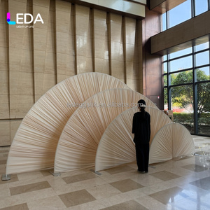 LEDA Custom Modern Fan-shaped Wedding <b>Backdrop</b> Silver/Customized Color Aluminum <b>Stand</b> Detachable Fabric Cover Event Decor - Product Image 1