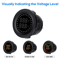 Compteur de batterie avec capteur de température, étanche, DC 12V/24V, voltmètre à affichage numérique LED, jauge de tension ronde, testeur de tension