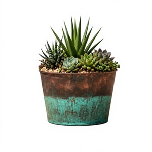 Hot Selling Copper Rustic Metal <b>Planter</b> with Patina Finish Outdoor Succulent Pot Decorative Garden Container for Patio <b>Planters</b> - Product Image 2