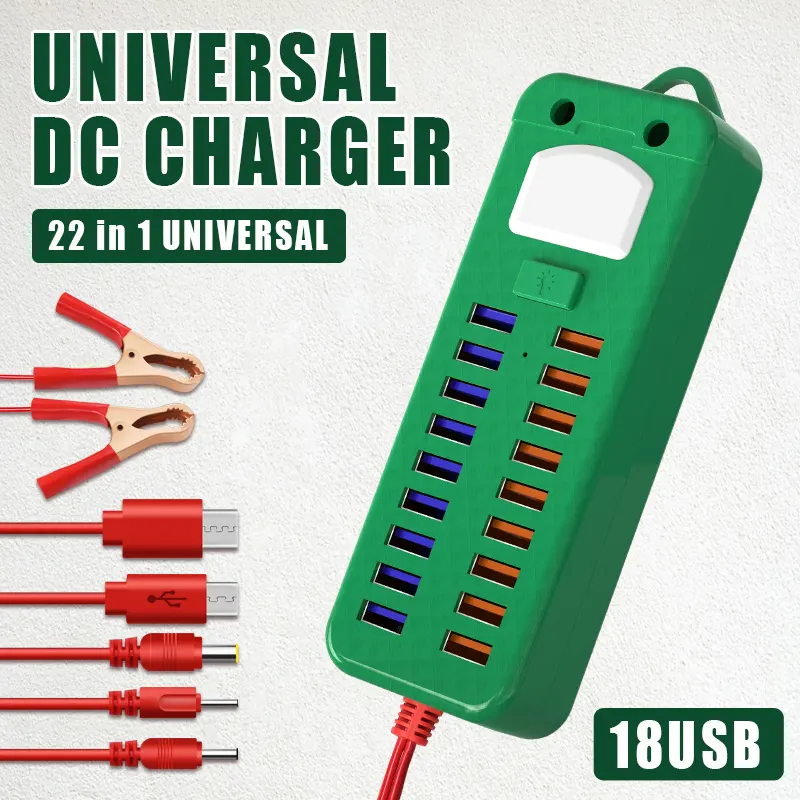 Wholesale Factory DC mobile phone charger with 2 in 1 type-C and Micro -C 5V/3A led light Universal charger with clip
