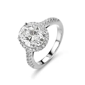 AAAGems Custom 925 sterling silver Women Rose Cut Gold Halo Engagement Ring Oval Moissanite Ring Diamond