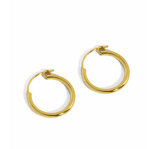 WMYH3004 18K สีเหลืองทองขัดรอบ2.0มิลลิเมตรห่วงต่างหูหลอด925เงินสเตอร์ลิง - Product Image 1